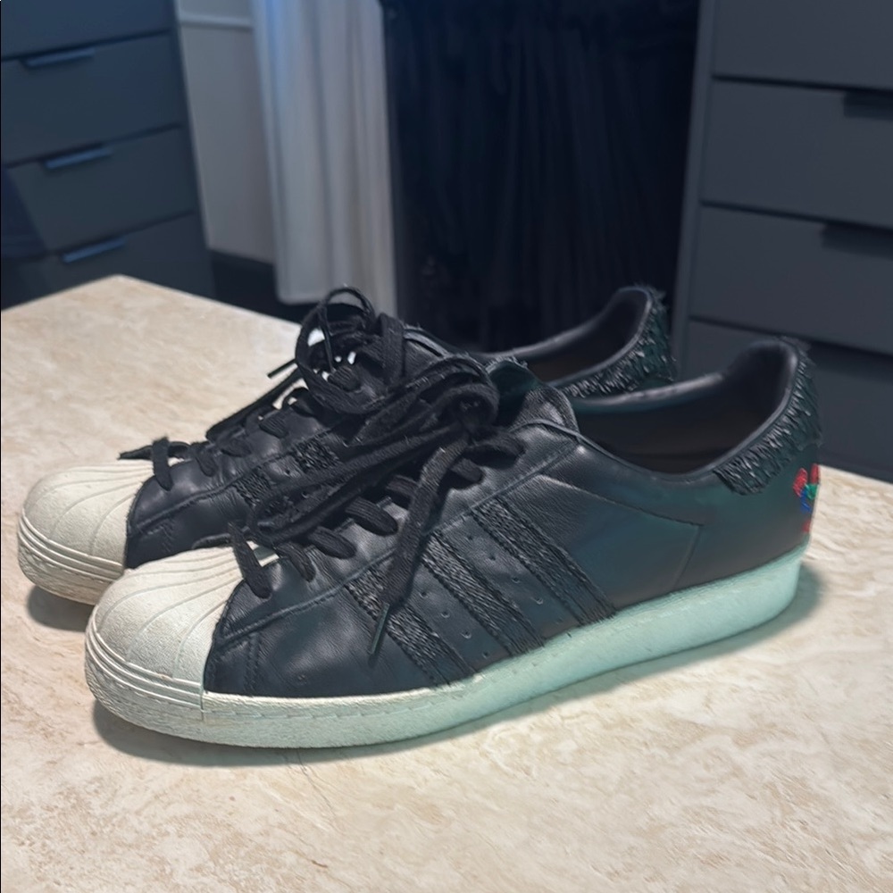Adidas Black and Cream Sneakers